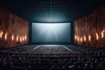 Cinema auditorium full, large screen