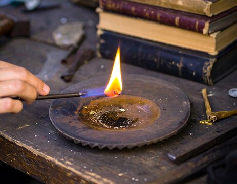 Metalwork with a flame - Powered by Adobe