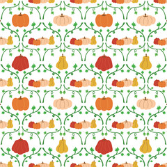 Seamless Border Pattern with Colorful Pumpkins