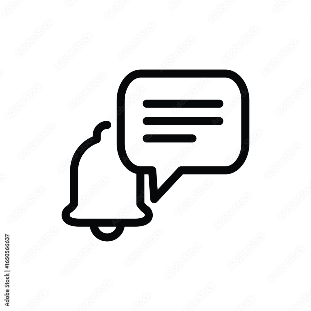 Poster notification bell with bubble chat outline icon vector design good for web or mobile app