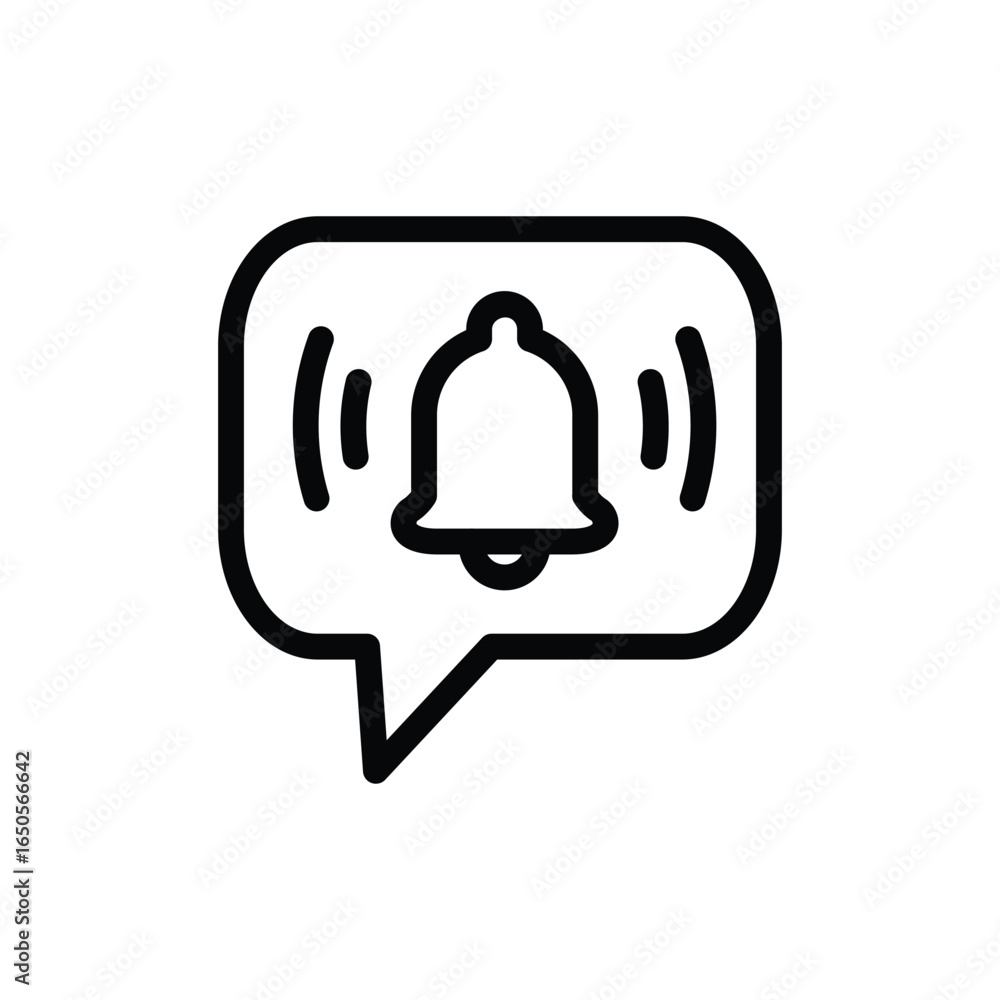 Poster notification bell with bubble chat outline icon vector design good for web or mobile app