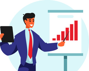 "Man Delivers Presentation - Public Speaking, Business Presentation, and Communication"