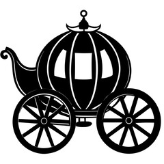Fototapeta premium Pumpkin carriage silhouette vector illustration