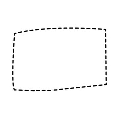 Basic square dashed outline speech bubble icon, black linear comic style design isolated on white for template or dialogue.