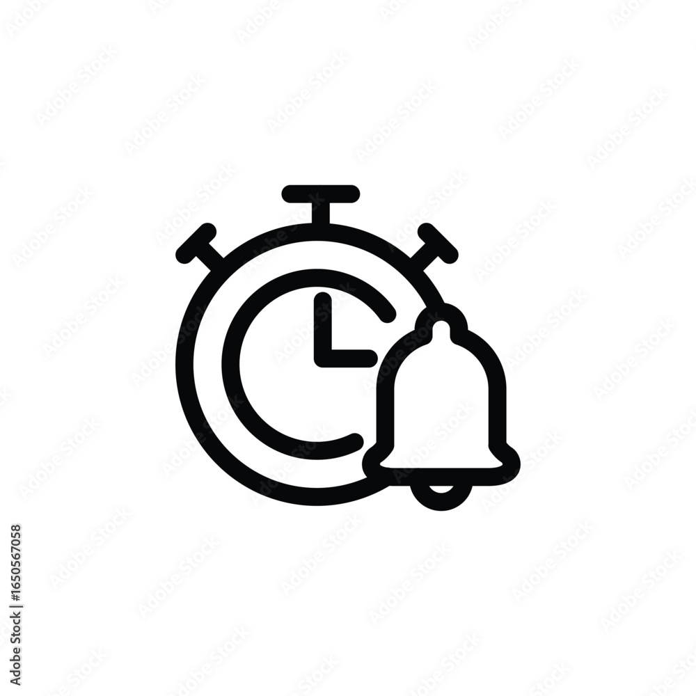 Poster notofication bell and watch outline icon vector design good for web or mobile app