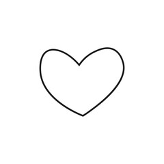 Simple black outline heart shape icon, minimalist doodle design for love, romance, affection, and valentine theme illustrations.