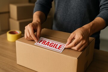 Packaging fragile items home office image indoor setting close-up shipping essentials