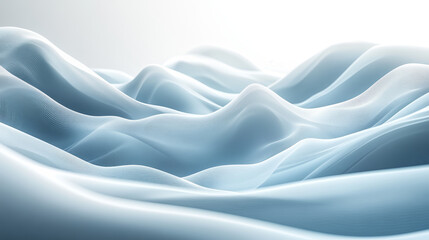 Obraz premium Abstract, light-blue, wavy landscape. Soft, flowing, digital forms