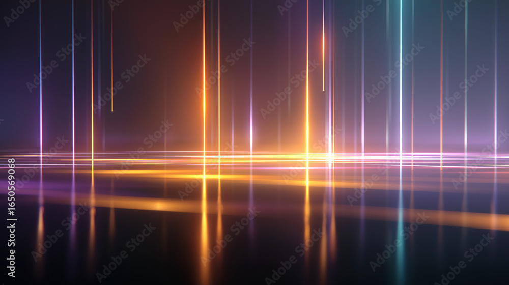 Aufkleber neon reflections: a vibrant display of colorful neon lights create an abstract and mesmerizing lands
