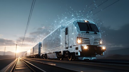 Naklejka premium AI interface optimizing renewable energy use in transport 8K