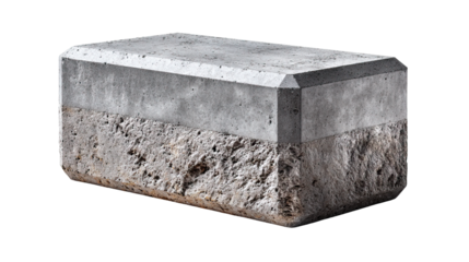 Cut Concrete Brick: A detailed view of a precise cut concrete brick reveals its textured, robust character