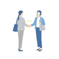 ビジネスバッグを持って握手をするビジネスウーマン