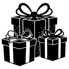 Gift boxes with ribbons silhouette vector illustration