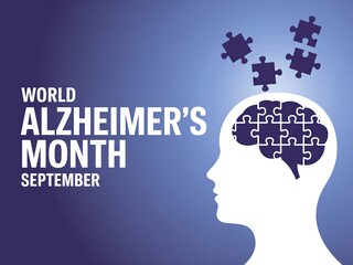 World alzheimer s month september brain puzzle symbolizing cognitive decline and memory loss awareness