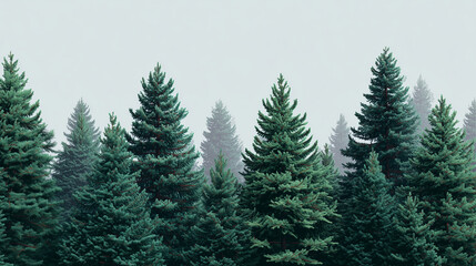 Obraz premium Evergreen forest, 3d realistuc banner copy space