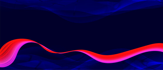 Glowing fluid wave soft curves, blending wavy lines. Flowing linear pink blue BG for tech conference forum, business covers, science themes, wine. Vibrant Creative Pattern. Vector backdrop