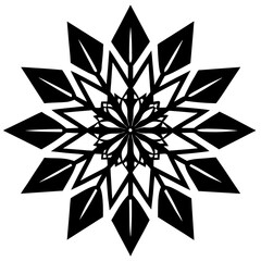 Crystal snowflake mandala silhouette vector illustration