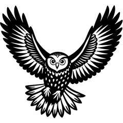 Snowy owl in flight silhouette vector illustration