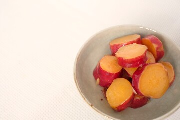 simmered sweet potato with lemon, Japanese food 
