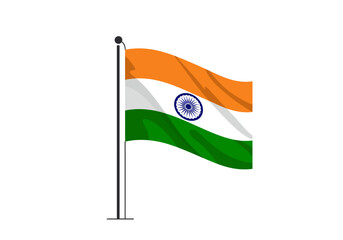 An illustration of the Indian national flag waving on a flagpole