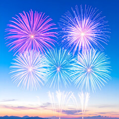 Colorful fireworks explode in the sky