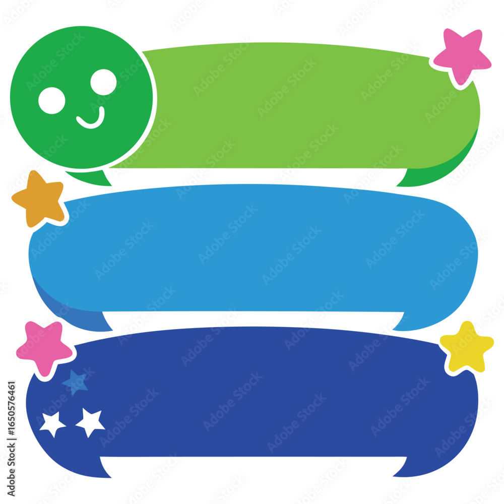 Poster clean graphic design featuring three distinct rounded rectangular elements with vibrant color option