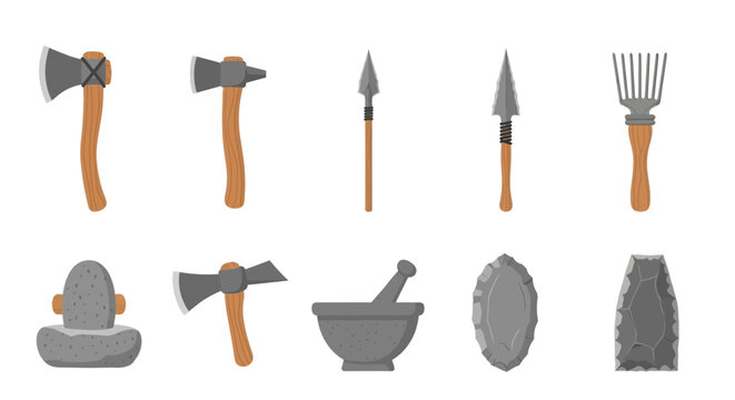 Collection of Primitive Stone Age Tools and Weapons