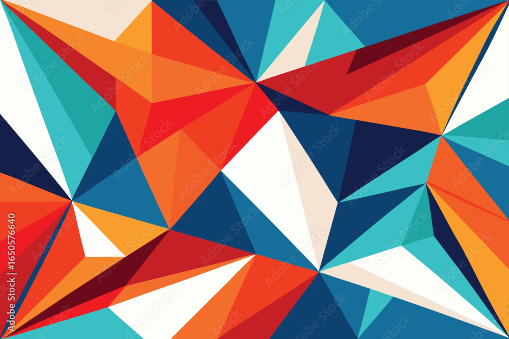 Poster vibrant abstract geometric background with dynamic color gradients and clean lines