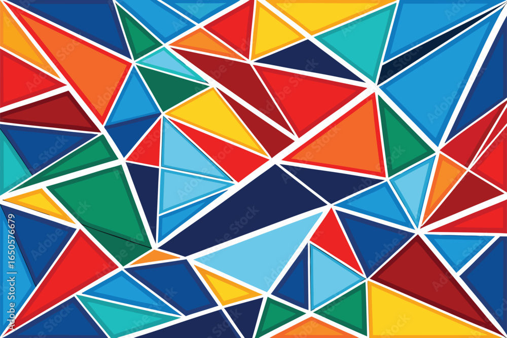 Poster dynamic abstract geometric pattern with vibrant cmyk color palette and modern typography