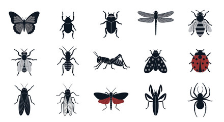 Collection of Silhouetted Insect Illustrations