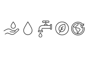 Sustainable water conservation and environmental icon set for eco-friendly initiatives