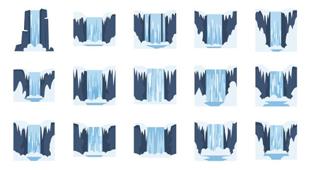 Collection of Winter Waterfall Illustrations
