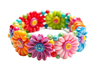 
Colorful bracelet with a flower design
isolated on white background ,PNG.AI Generated.
