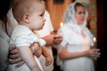 baptism of a baby in a church, the process of baptism of a child in a church, the Orthodox Church