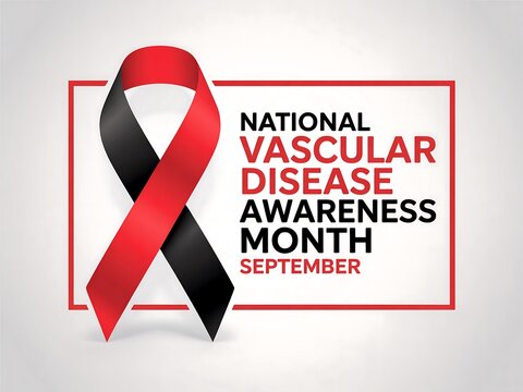 National vascular disease awareness month september with a red and black awareness ribbon - Powered by Adobe