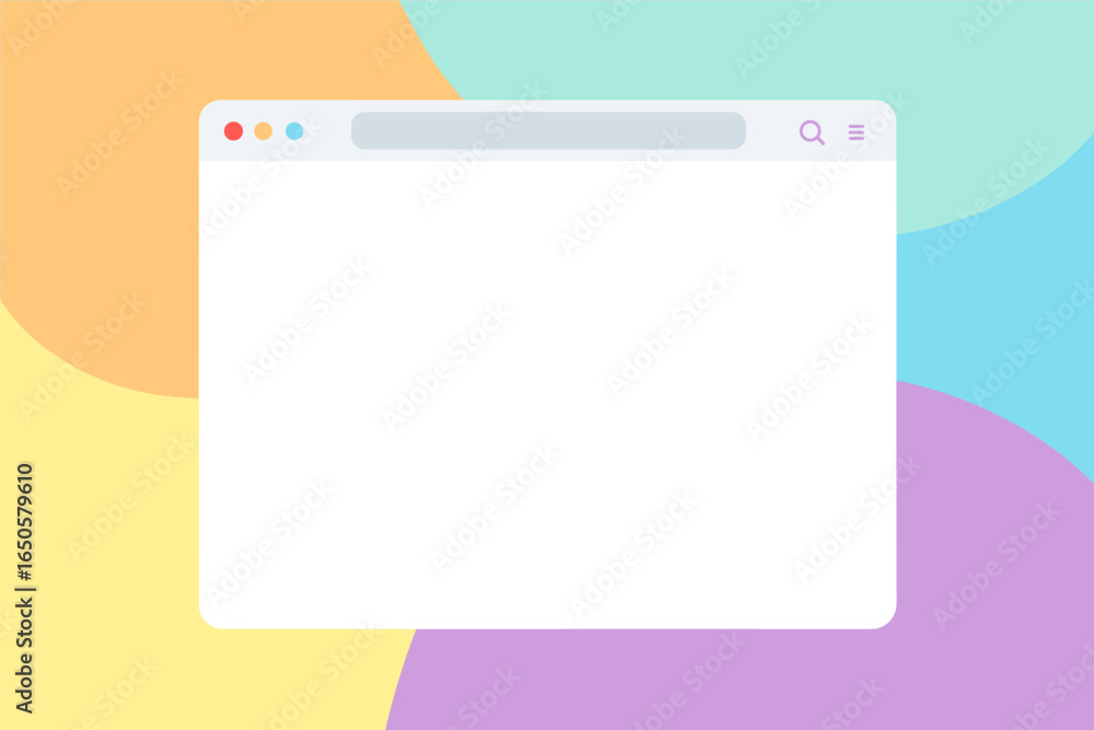 Aufkleber web browser window template for website mockup. blank page with search bar for internet content. mod