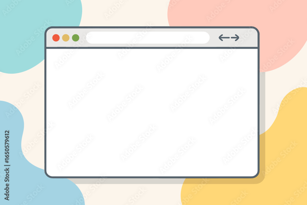 Aufkleber browser window mockup on a colorful background. blank web page template for website design. simple, 