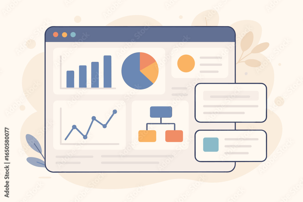 Aufkleber business data analysis dashboard ui. analytics and statistics report with graphs and charts. financi
