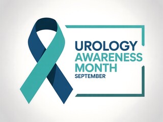Urology awareness month september teal and blue ribbon symbolizing support and health