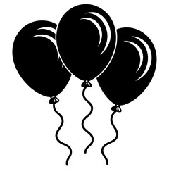 Balloons an serpentine on transparent layout silhouette vector illustration