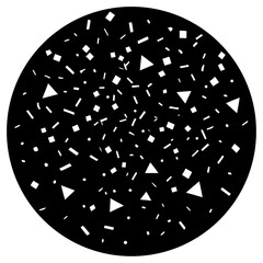 Close up of confetti on a black background silhouette vector illustration