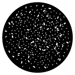 Close up of confetti on a black background silhouette vector illustration