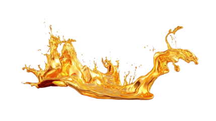 Glowing Molten Metal Splash Isolated on Transparent Background with Clean Shape