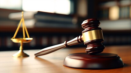 裁判官のハンマー、裁判所・司法・法律のイメージ