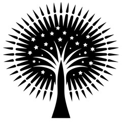 Firework display shaped like a tree silhouette vector illustration