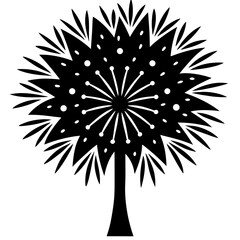 Firework display shaped like a tree silhouette vector illustration