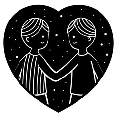 Friendship day silhouette vector illustration