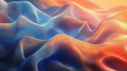 Fototapeta premium Abstract wavy fabric textures in vibrant blue and orange hues