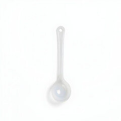 A solitary plastic ladle with a smooth translucence