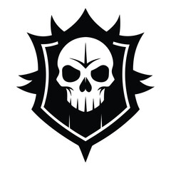 Gothic coat of arms with skull, grunge vintage vector design